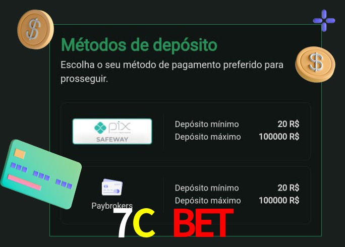 O cassino 7C Bet oferece uma grande variedade de métodos de pagamento